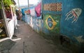 Graffiti Covered Alley in Brazil With Flag
