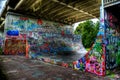 Graffiti covered skating half pipe