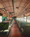 Blue Graffiti Inside Abandoned Rail Car Royalty Free Stock Photo