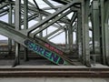 The graffiti covering HohenzollernbrÃÂ¼cke bridge Royalty Free Stock Photo