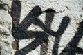 Graffiti, cracks, black gray wall background in Venice, Italy Royalty Free Stock Photo