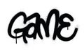 Graffiti curved game word in black over white