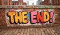 Graffiti on a derelict building in a run down area with the message - THE END Royalty Free Stock Photo