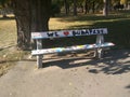 Graffiti Designed Bench At Budapest Royalty Free Stock Photo