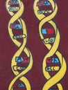 Graffiti of DNA strands on a red wall Royalty Free Stock Photo