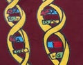 Graffiti of DNA strands on a red wall Royalty Free Stock Photo