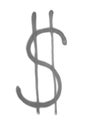 Graffiti dollar sign sprayed on white isolated background