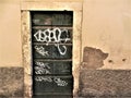Graffiti on dooway, back street, Verona, Italy Royalty Free Stock Photo