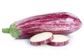 Graffiti eggplant aubergine slices vegetable isolated on white Royalty Free Stock Photo