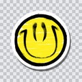 Graffiti emoticon. Smiling face painted spray paint on transparent background sticker. Vector illustration Royalty Free Stock Photo