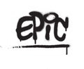 Graffiti epic word sprayed in black over white