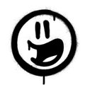 Graffiti excited emoticon sprayed in black over white Royalty Free Stock Photo
