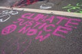 Graffiti by Extinction Rebellion climate change campaign protesters at Waterloo Bridge London UK. Royalty Free Stock Photo