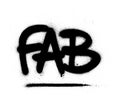 Graffiti fab word sprayed in black over white