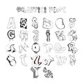 Graffiti font alphabet letters. Hip hop Graffiti design Royalty Free Stock Photo