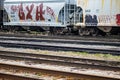 Graffiti On Freight Cars At Stratford, Ontario, Canada