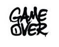 Graffiti game over text sprayed in black over white