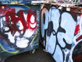 Graffiti on garbage bins