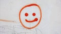 Graffiti on the ghetto wall. Smiley face on concrete background