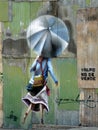 Graffiti- girl with umbrella, Valparaiso