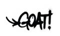 Graffiti goat abbreviation sprayed in black over white