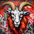 Graffiti Goat Artwork: Dark White And Light Red Graffiti Character