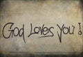 Graffiti: God loves you! on a wall Royalty Free Stock Photo