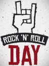 Graffiti with Hand Gesture to Celebrate Rock `N` Roll Day, Vector Illustration