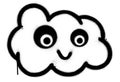 Graffiti happy cloud cartoon sprayed in black over white