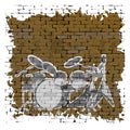 Graffiti hard rock music on an old brick wall Royalty Free Stock Photo