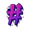Graffiti Hash Tag Symbol as Purple Bold Sign Vector Illustration