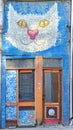 Graffiti with a head of cat - Veliko Tarnovo, Bulgaria. Royalty Free Stock Photo