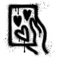 Graffiti heart symbol held by hand isolated on white background Royalty Free Stock Photo