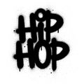 Graffiti hip hop text sprayed in black over white