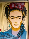 Graffiti in honor Frida Kahlo at the Universidad Austral de Chile in Valdivia city, on isle of Teja. Tribute to wife of muralist