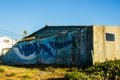 Graffiti on house, Casais do Baleal, Portugal Royalty Free Stock Photo