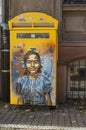 Graffiti of indian girl on mail box