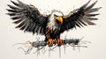 Graffiti-inspired Eagle Illustration On Metal Branch