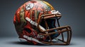 Graffiti-inspired Football Helmet With Basquiat Texture