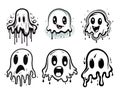 Graffiti kawaii emoji a cute ghost faces halloween Royalty Free Stock Photo