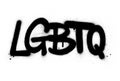 Graffiti LBGTQ abbreviation sprayed in black over white Royalty Free Stock Photo