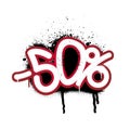 Graffiti lettering discount -50 percent. Vector template on white background