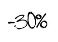 Graffiti lettering discount -30 percent. Vector template on white background