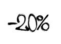 Graffiti lettering discount -20 percent. Vector template on white background