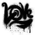 Graffiti love text sprayed in black over white Royalty Free Stock Photo