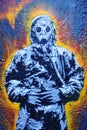 Graffiti of a Man in a Hazmat Suit Royalty Free Stock Photo