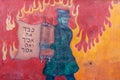 Graffiti of man with Torah scroll along boardwalk of Venice Beach, CA, USA
