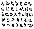 Graffiti marker font and number alphabet over white Royalty Free Stock Photo