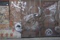 Cow or bull; Graffiti on metal door of abandoned garage, Doel, Belgium