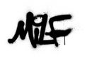 Graffiti milf abbreviation sprayed in black over white Royalty Free Stock Photo